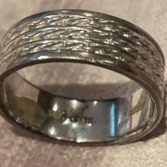 Vintage 925 Silver Textured Cigar Band Ring - Picture 5 of 8